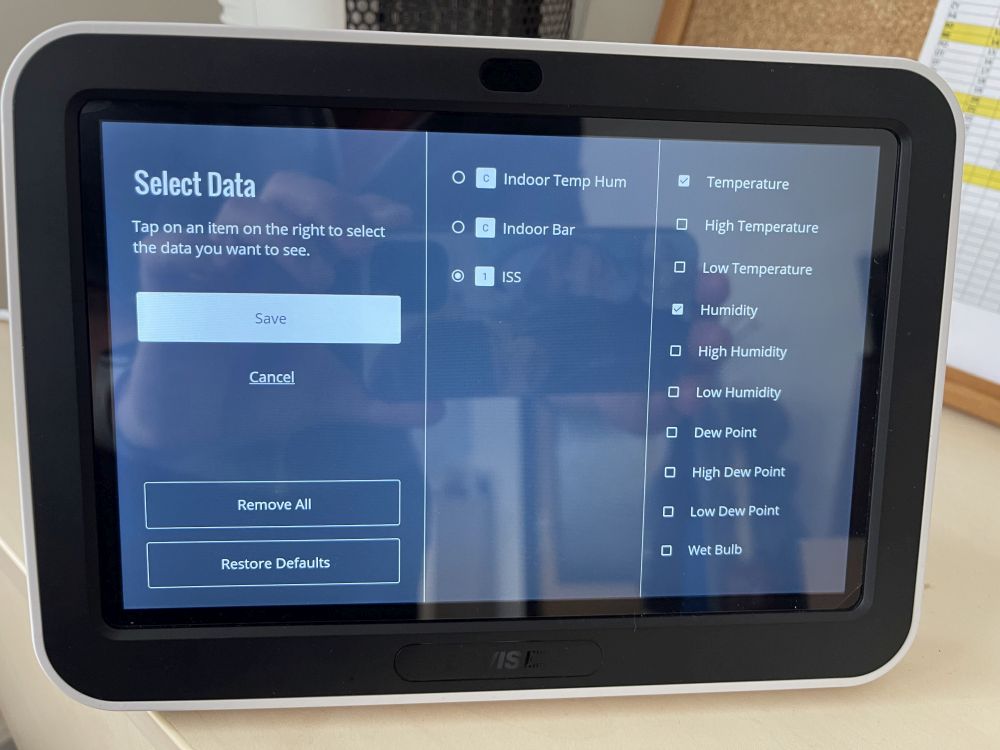 Displej profesionální meteostanice Davis 