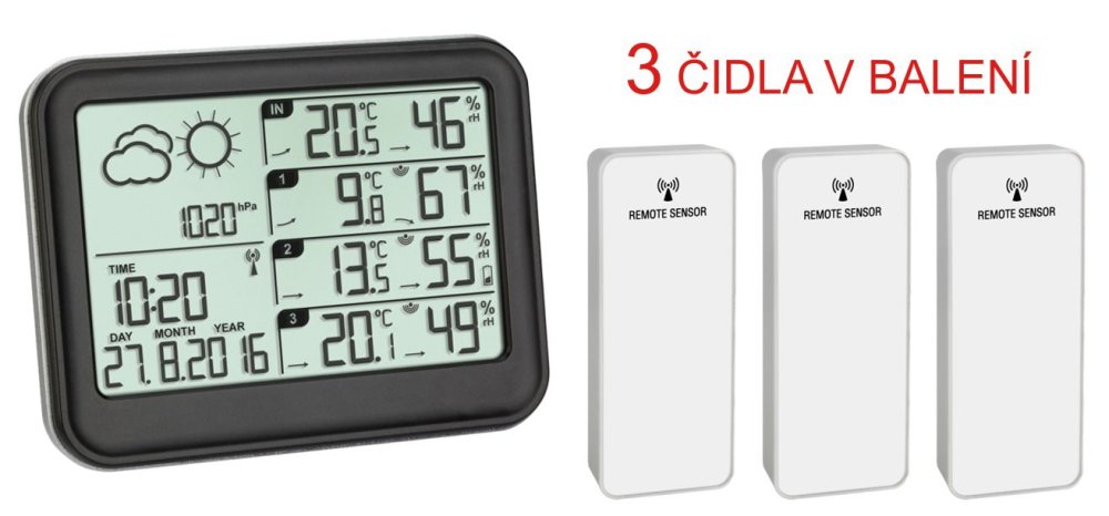 Meteostanice se 3 čidly TFA 35.1142.01 VIEW