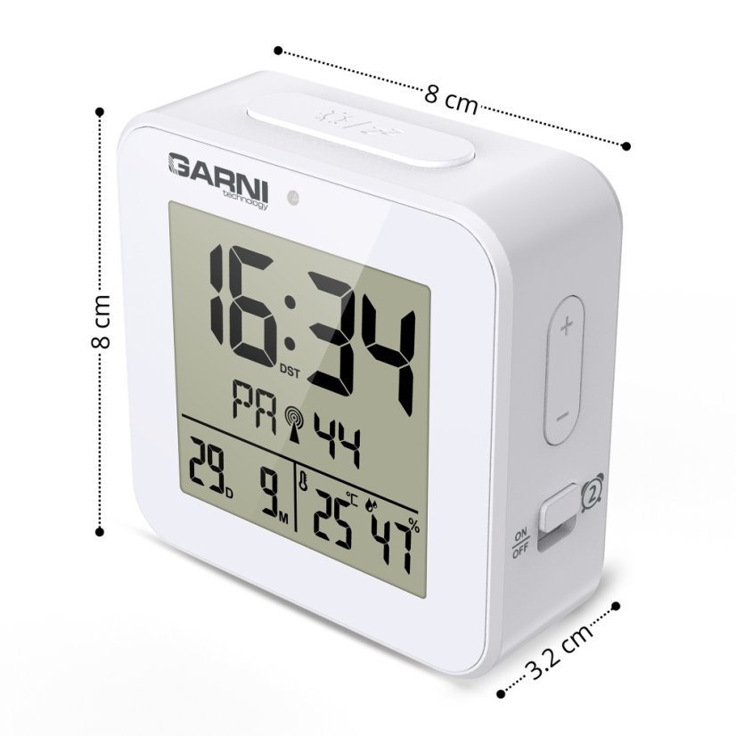 GARNI 138W – Digitální budík s měřením vnitřní teploty a vlhkosti