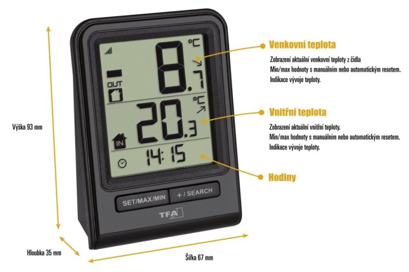 TFA 30.3063.01 - PRISMA - Bezdrátový teploměr