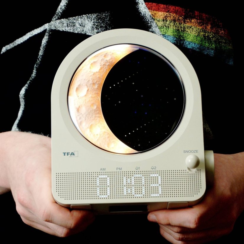 TFA 60.2053.15 - retro světelný budík Měsíc a meteory