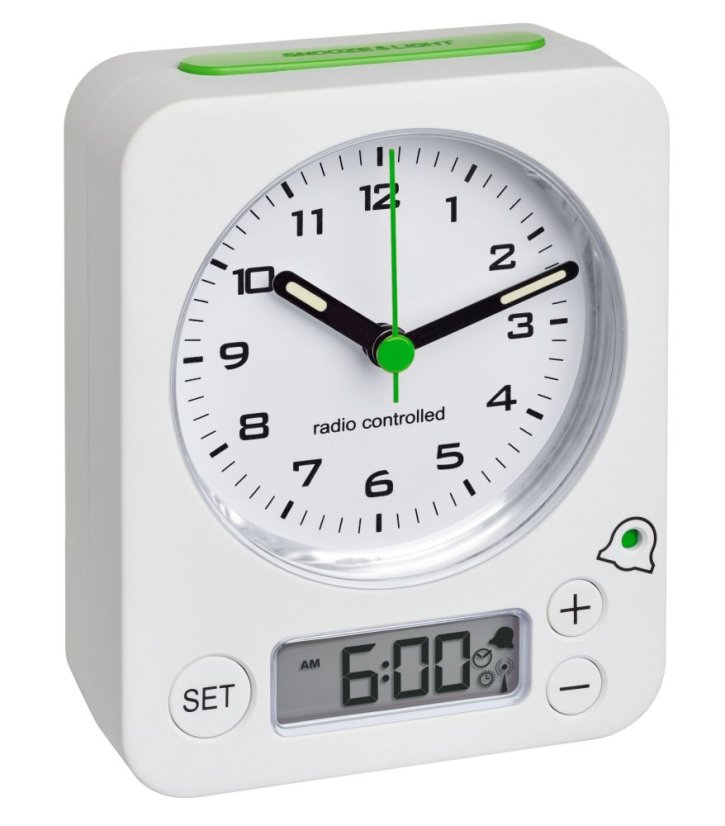 TFA 60.1511.02.04 - COMBO - Analogový budík s rádiově řízeným časem