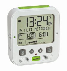 TFA 60.2538.02 - BOOM - Rádiově řízený budík s vibrační jednotkou a extra hlasitým zvoněním