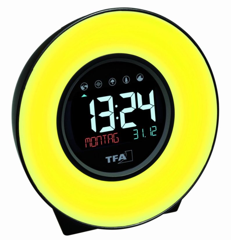 TFA 60.2023.02 - MOOD LIGHT - Digitální budík se zvuky přírody a barevným podsvícením