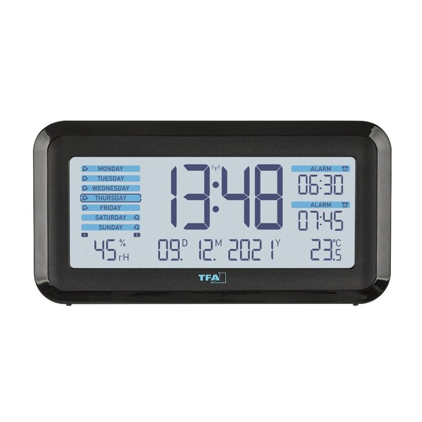 TFA 60.2562.01.GB BOXX2 - Rádiem řízený digitální budík s automatickým podsvícením - anglické popisky