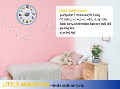 TFA 60.3051.20 - LITTLE MONSTERS - Dětské nástěnné hodiny s tichým chodem