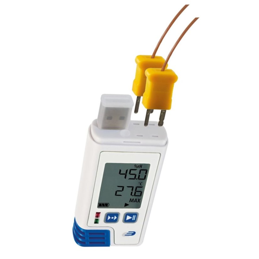 TFA 31.1061.02 LOG210 TC - USB Datalogger s displejem pro měření vnitřní teploty, vlhkosti + externí pomocí termočlánkových sond s PDF výstupem
