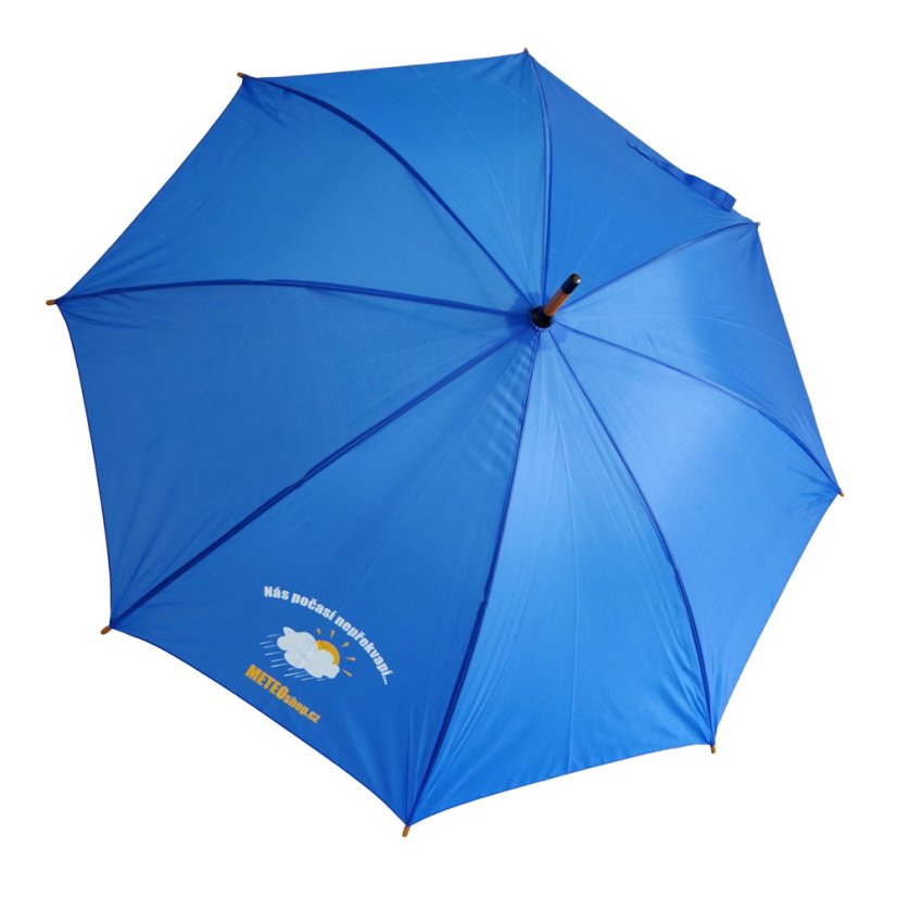 Deštník holový vystřelovací - modrý s logem METEOshop