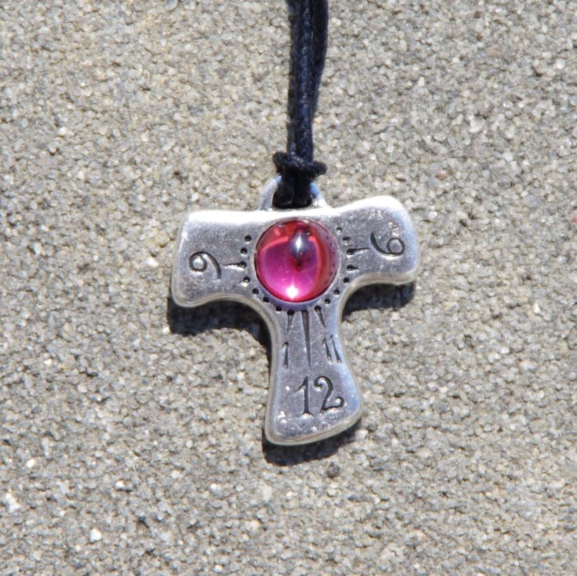 Náhrdelník a sluneční hodiny Tau - růžový kámen