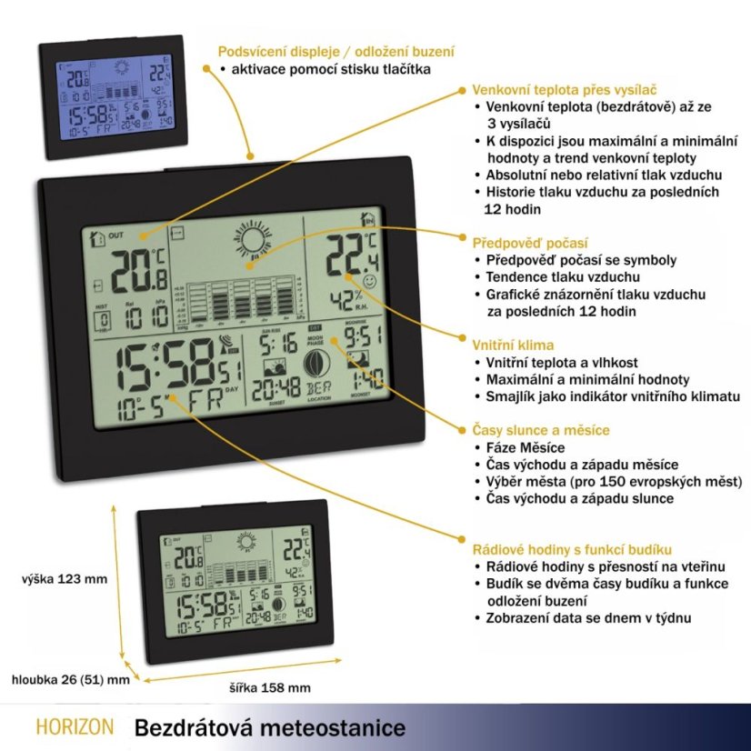 TFA 35.1155.01 HORIZON - Domácí meteostanice s předpovědí počasí