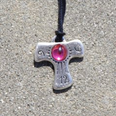 Náhrdelník a sluneční hodiny Tau - růžový kámen