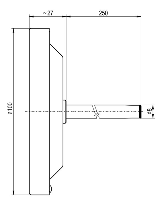 Teploměr do udírny - průměr 100 mm, stonek 250 mm
