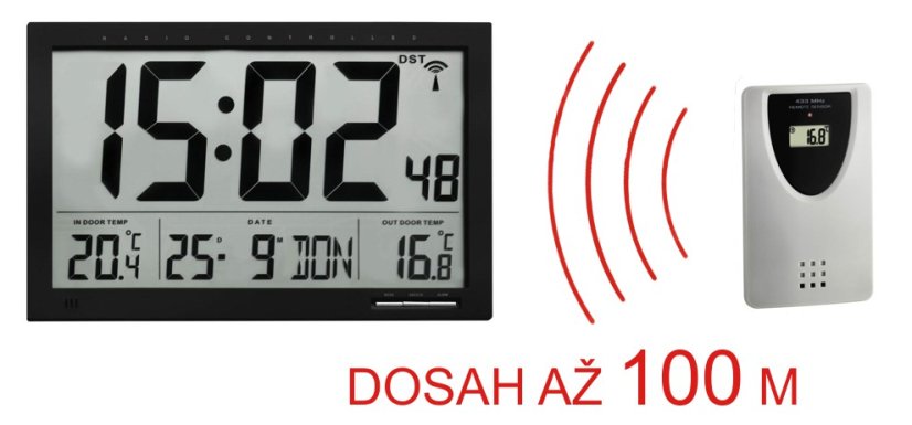 TFA 60.4510.01 - DCF nástěnné hodiny s vnitřní a vnější teplotou