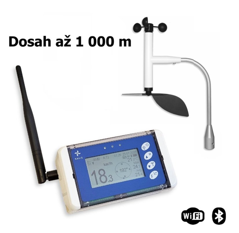 Navis Bezdrátový měřič rychlosti a směru větru s dlouhým dosahem WL13X-WSD