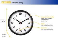 TFA 60.3050.01 - Nástěnné hodiny s tichým chodem - černé