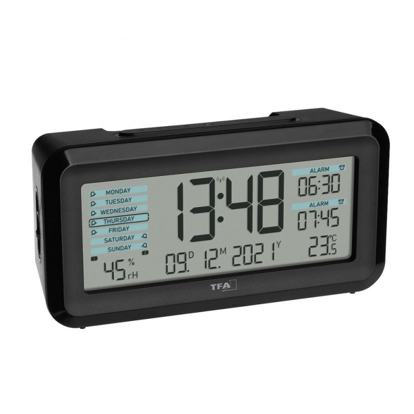 TFA 60.2562.01.GB BOXX2 - Rádiem řízený digitální budík s automatickým podsvícením - anglické popisky