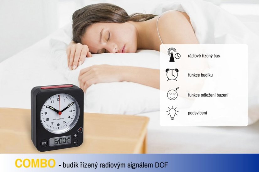 TFA 60.1511.02.04 - COMBO - Analogový budík s rádiově řízeným časem