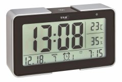 TFA 60.2540.01 - MELODY - Rádiem řízený budík - černo-stříbrný