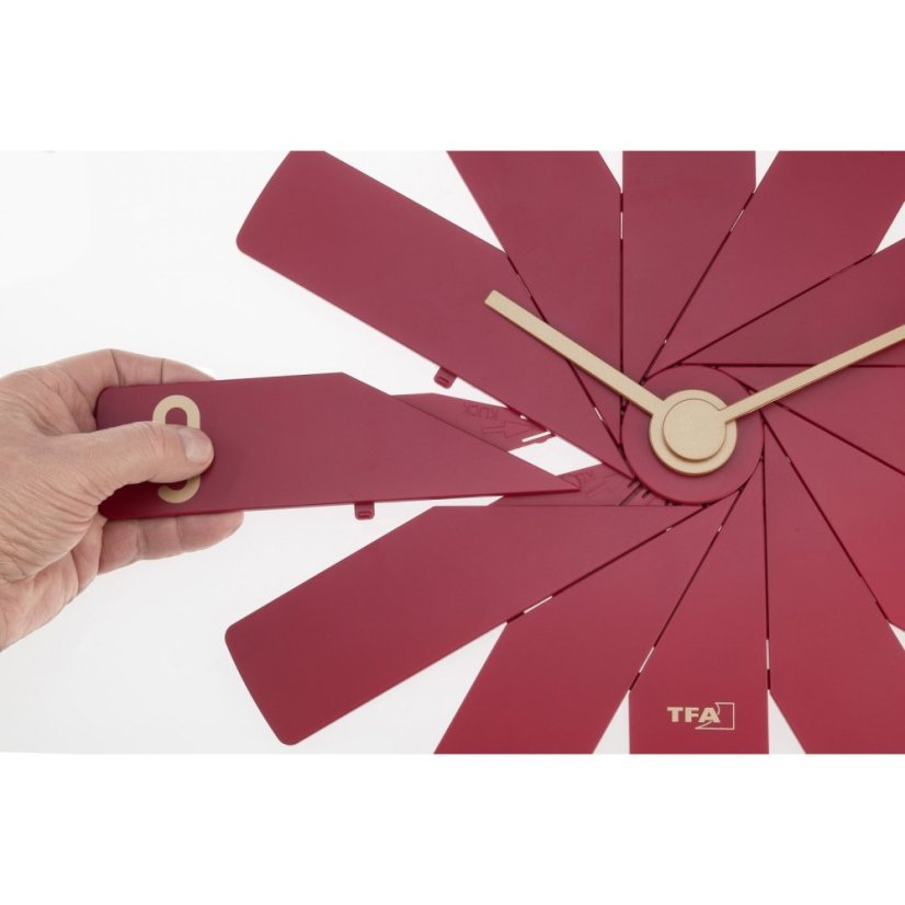 TFA 60.3020.05 - Designové nástěnné hodiny CLOCK IN THE BOX s tichým chodem - červené