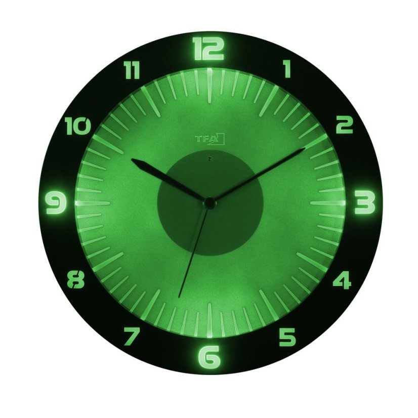 TFA 60.3553.10 - rádiem řízené nástěnné hodiny s barevným osvětlením LUMOCLOCK