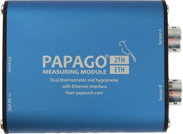 Papago 2TH ETH: 2x měření teploty, vlhkosti a rosného bodu s Ethernetem