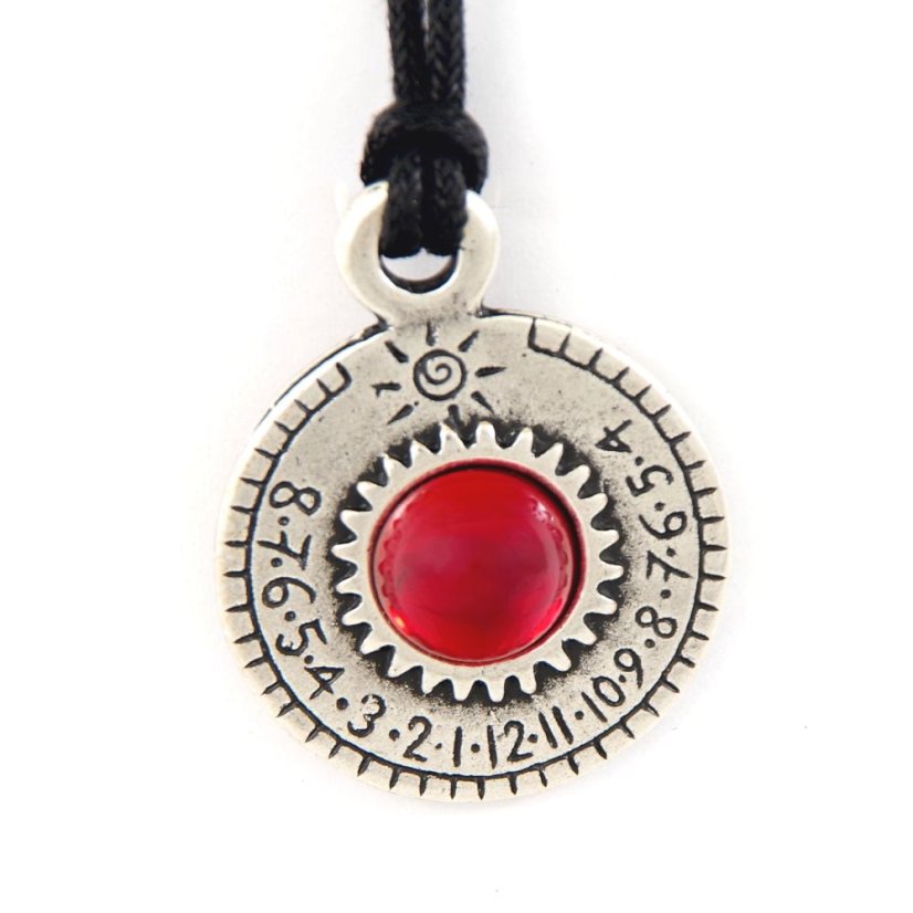 Náhrdelník a sluneční hodiny Saturn - červený kámen