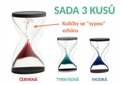 Přesýpací hodiny sypající se vzhůru - sada 3 ks - červená, tyrkysová, modrá