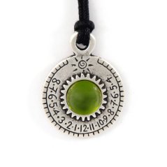 Náhrdelník a sluneční hodiny Saturn - zelený kámen
