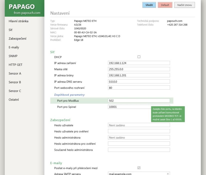 PAPAGO Meteo WiFi: Průmyslová meteostanice