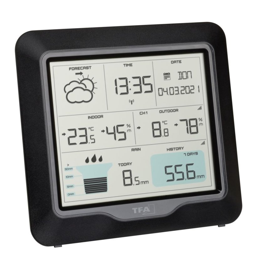 TFA 35.1160.01 - Domácí meteostanice s předpovědí počasí a srážkoměrem RAIN PRO