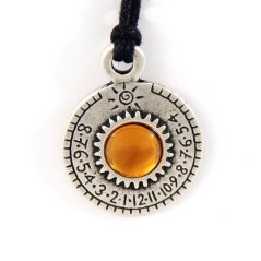 Náhrdelník a sluneční hodiny Saturn - oranžový kámen
