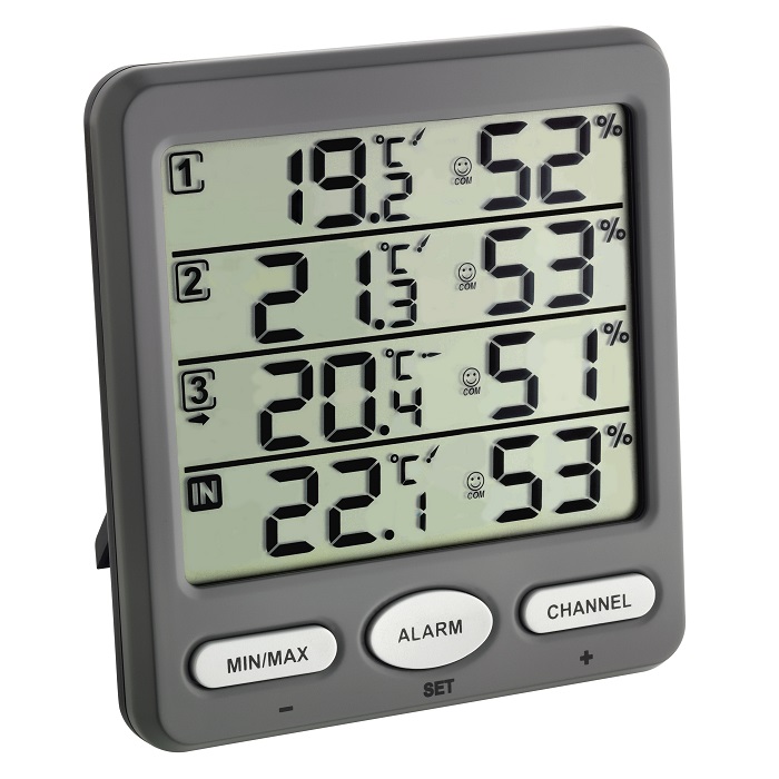 TFA 30.3054.10 - KLIMA-MONITOR - Teploměr a vlhkoměr s 3 bezdrátovými senzory