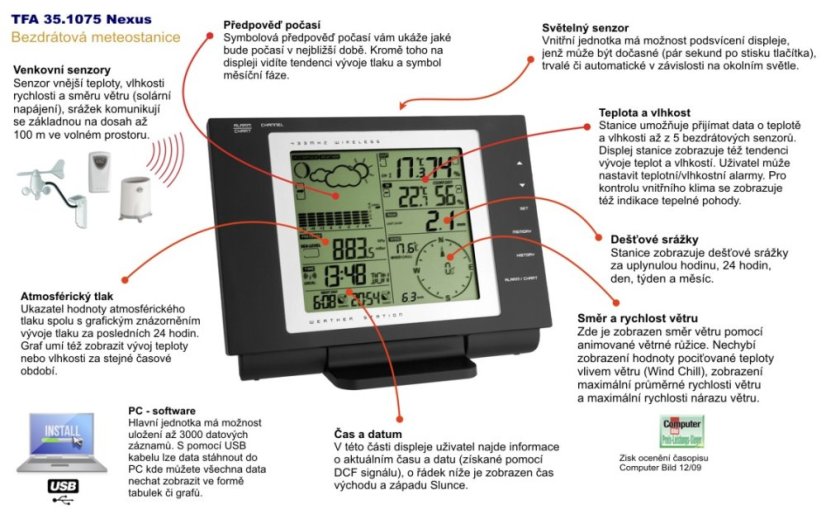 Poloprofesionální meteostanice TFA 35.1075 NEXUS