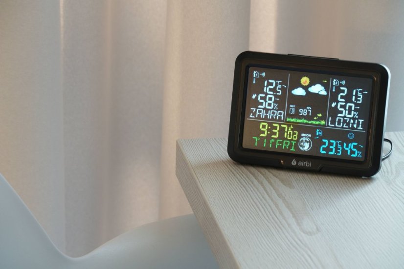 Airbi DUO Color - meteostanice se 2 bezdrátovými čidly a barevným displejem