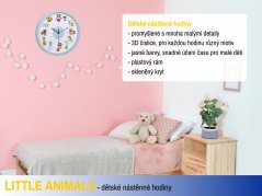 TFA 60.3051.14 - LITTLE ANIMALS - Dětské nástěnné hodiny s tichým chodem