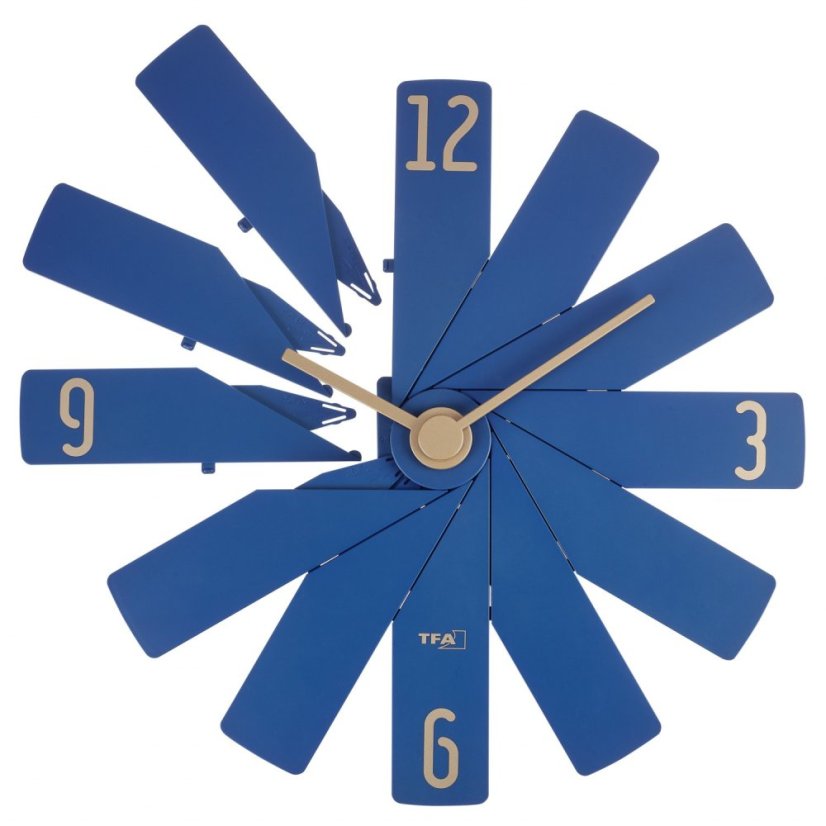 TFA 60.3020.06 - Designové nástěnné hodiny CLOCK IN THE BOX s tichým chodem - modré