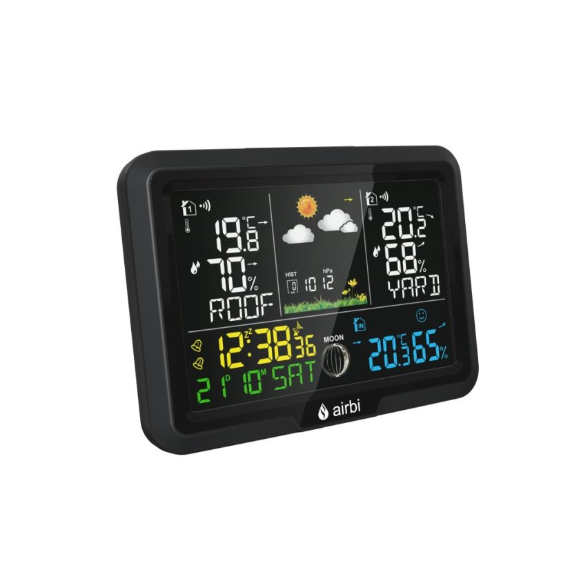 Airbi DUO Color - meteostanice se 2 bezdrátovými čidly a barevným displejem