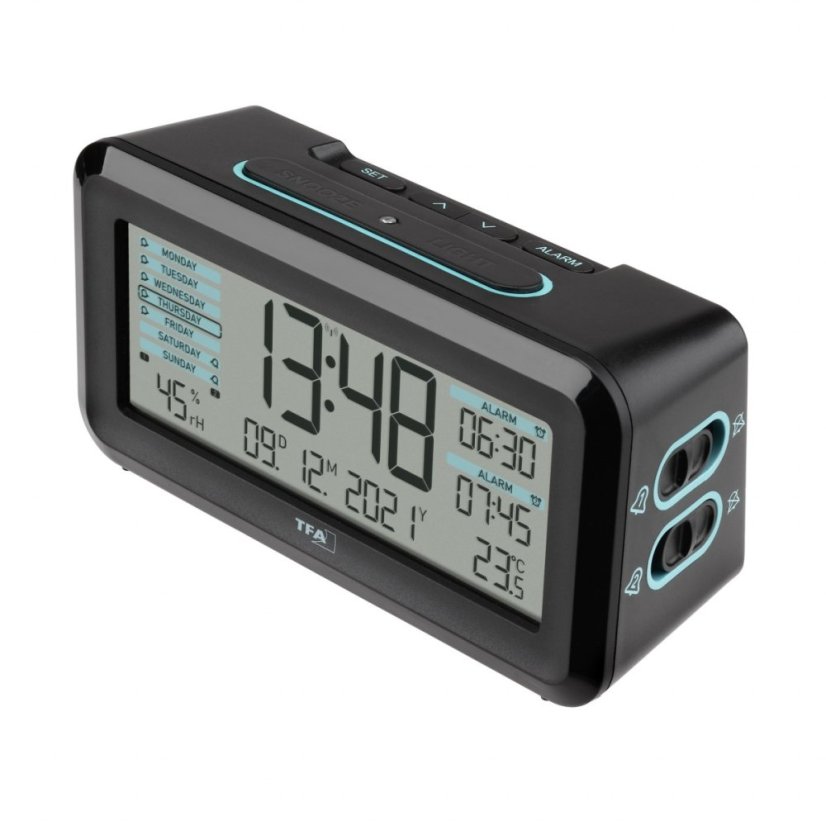 TFA 60.2562.01.GB BOXX2 - Rádiem řízený digitální budík s automatickým podsvícením - anglické popisky