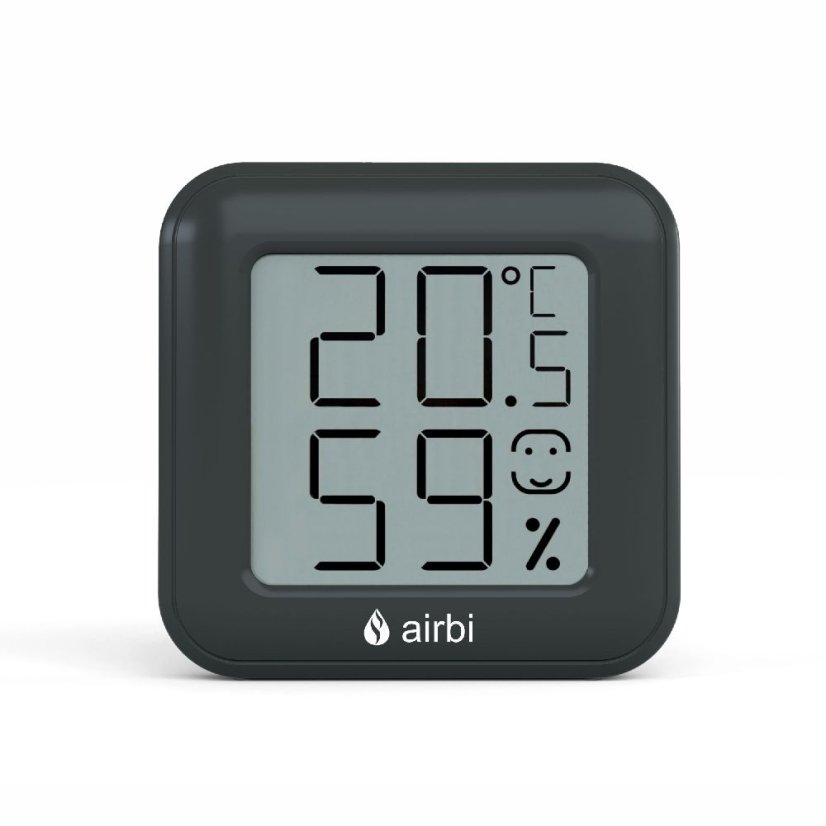 Airbi SMILE pokojový teploměr a vlhkoměr - černý