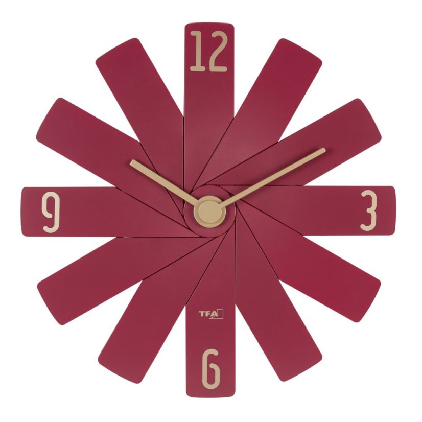 TFA 60.3020.05 - Designové nástěnné hodiny CLOCK IN THE BOX s tichým chodem - červené
