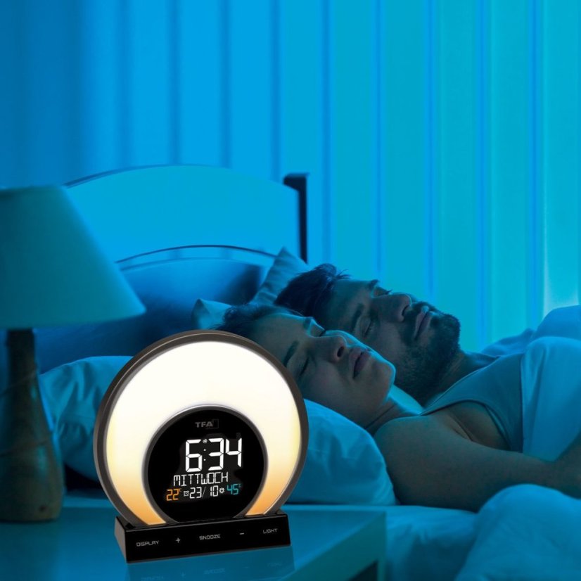 TFA 60.2026.01 - SOLUNA - Digitální budík s barevným podsvícením, teplotou a vlhkostí