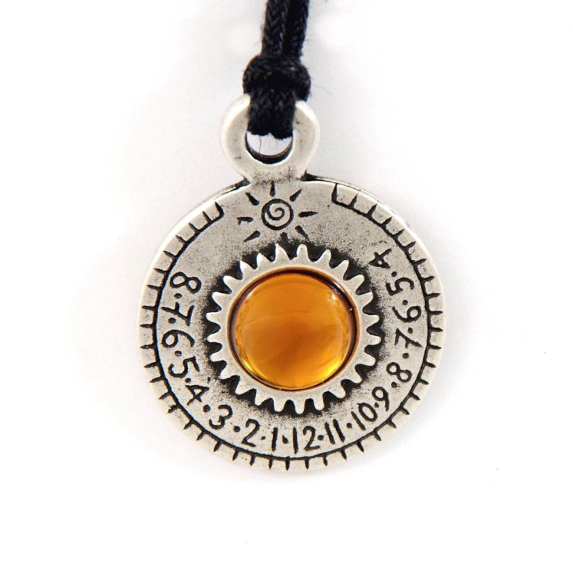 Náhrdelník a sluneční hodiny Saturn - oranžový kámen