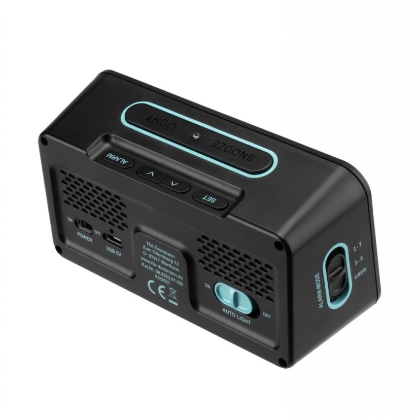 TFA 60.2562.01.GB BOXX2 - Rádiem řízený digitální budík s automatickým podsvícením - anglické popisky