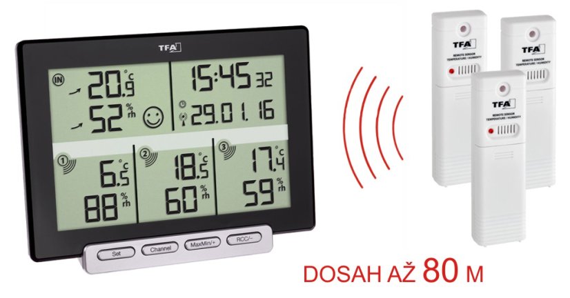 TFA 30.3057.01 - MULTI SENS - Teploměr a vlhkoměr s 3 bezdrátovými senzory