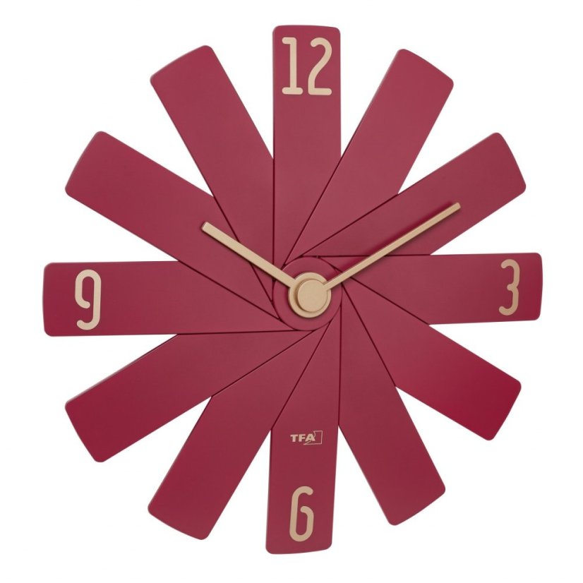 TFA 60.3020.05 - Designové nástěnné hodiny CLOCK IN THE BOX s tichým chodem - červené