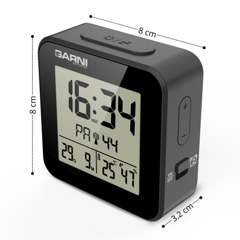 GARNI 138B – Digitální budík s měřením vnitřní teploty a vlhkosti