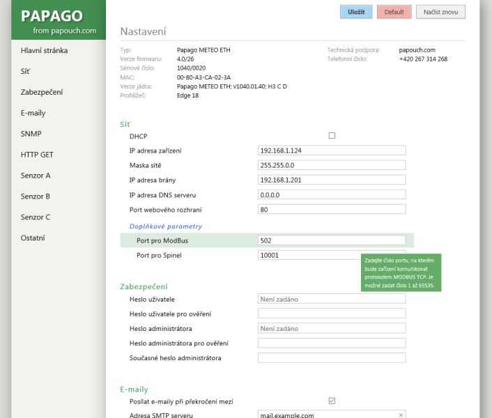 PAPAGO Meteo ETH: Průmyslová meteostanice s Ethernetem a PoE