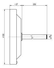 Teploměr do udírny - průměr 100 mm, stonek 250 mm