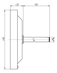 Teploměr do udírny - průměr 60 mm, stonek 100 mm