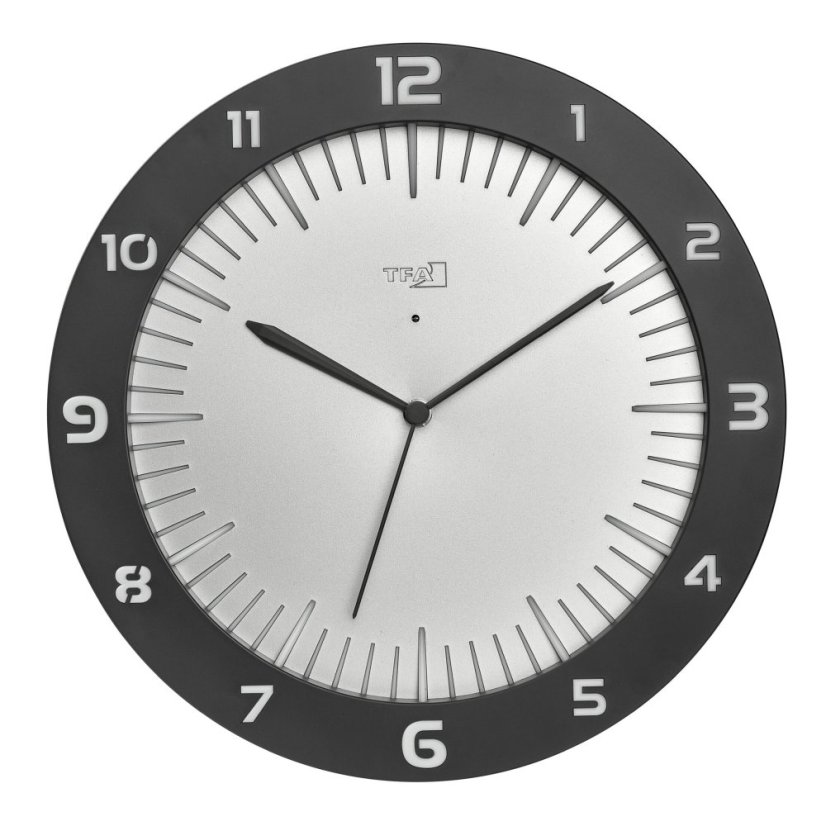 TFA 60.3553.10 - rádiem řízené nástěnné hodiny s barevným osvětlením LUMOCLOCK